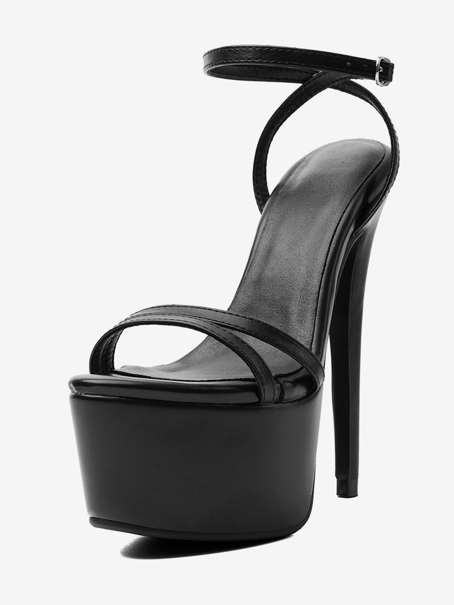 black open toe ankle strap platform sandals — view 5