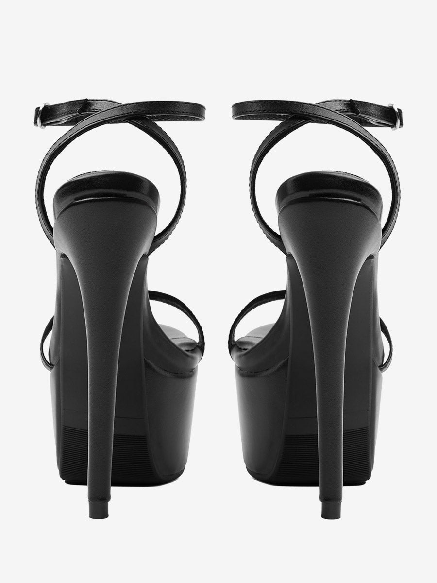 black open toe ankle strap platform sandals — view 6