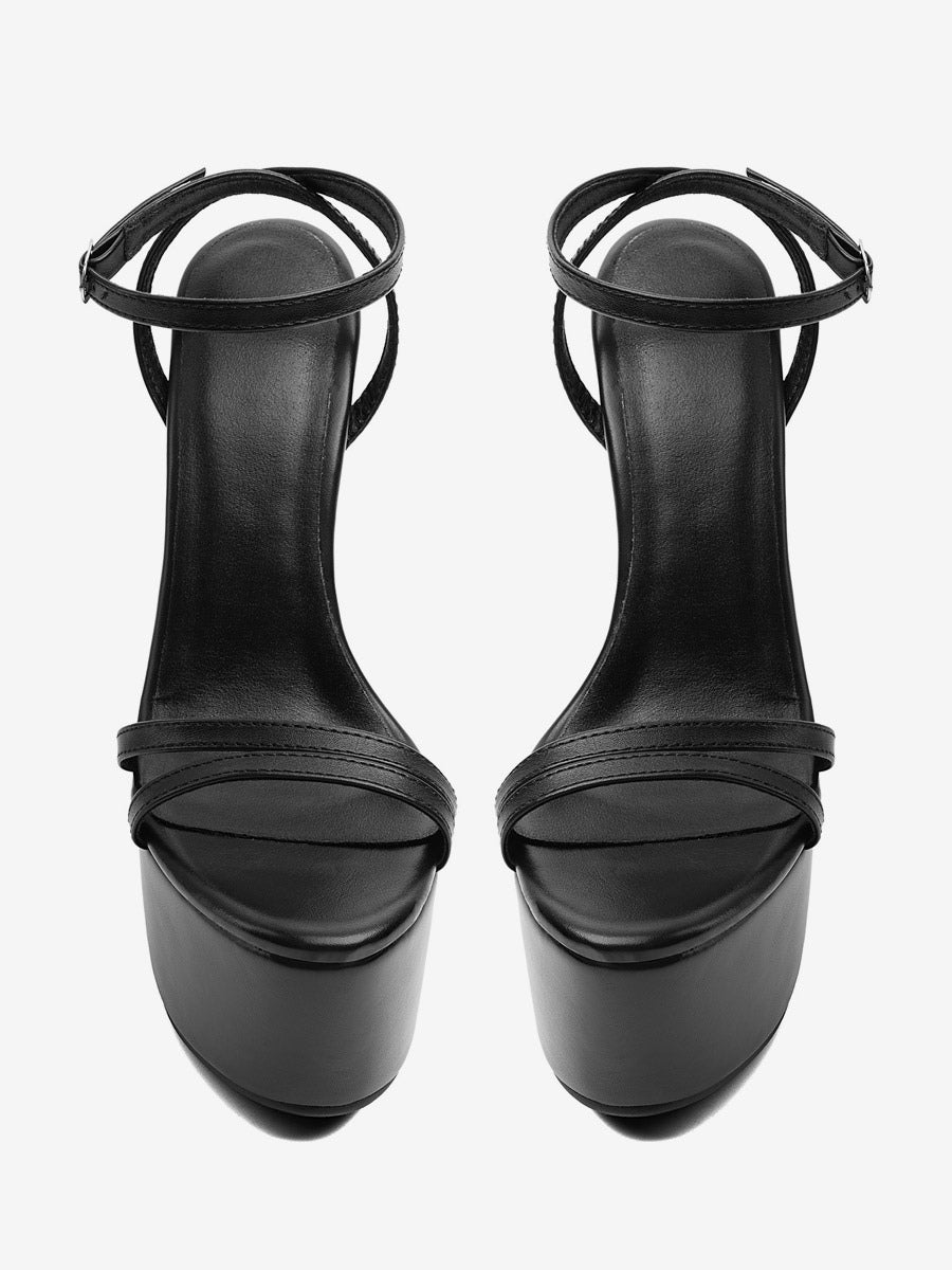 black open toe ankle strap platform sandals — view 7