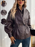 brown belted jacket — view 1