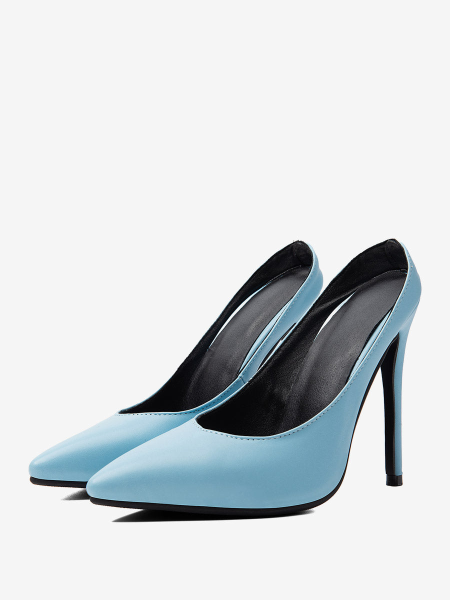 Sky Blue Pointed-Toe Stiletto Court Shoes — view 1