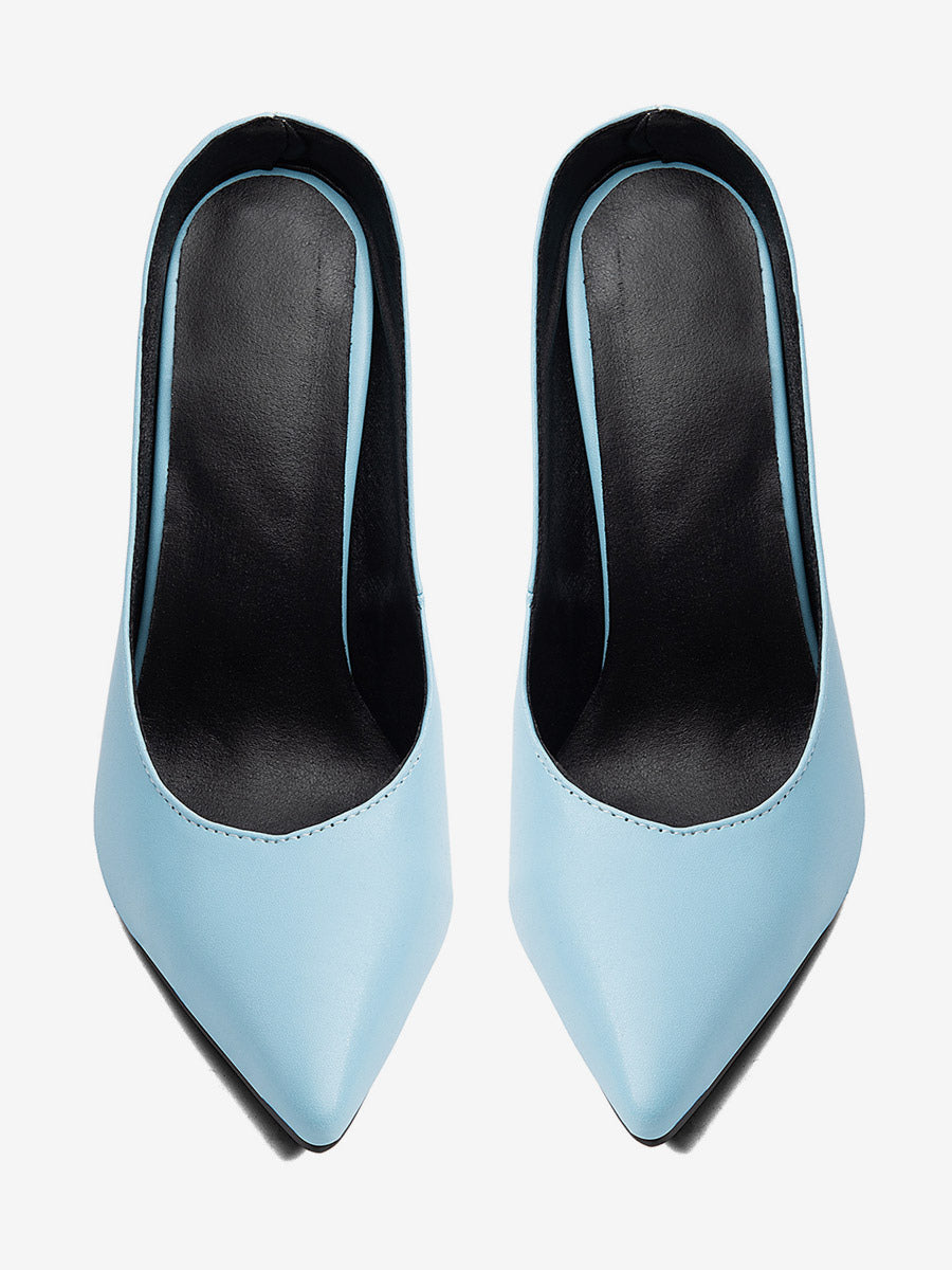 sky blue pointed toe stiletto court shoes — view 2