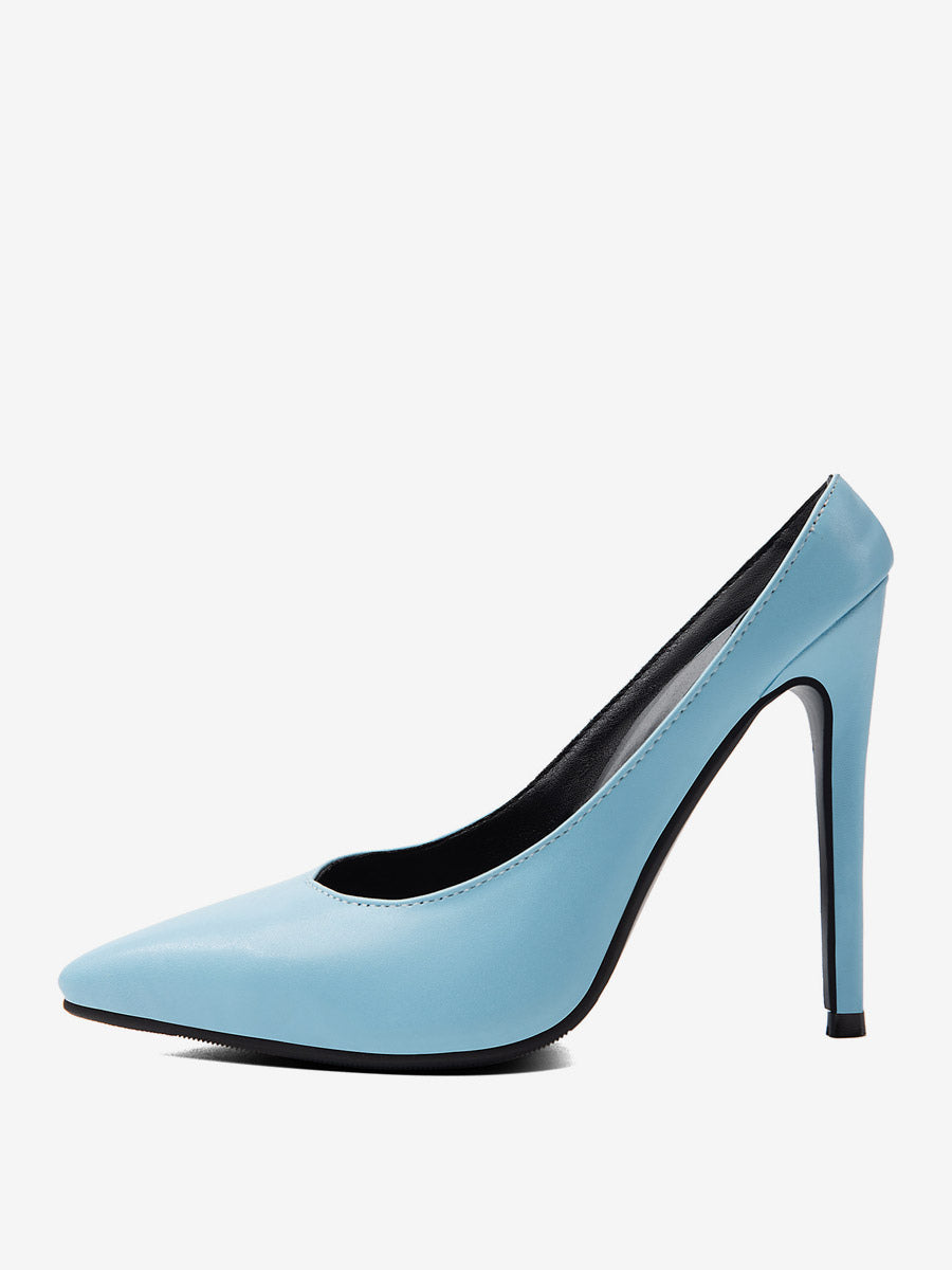 sky blue pointed toe stiletto court shoes — view 3