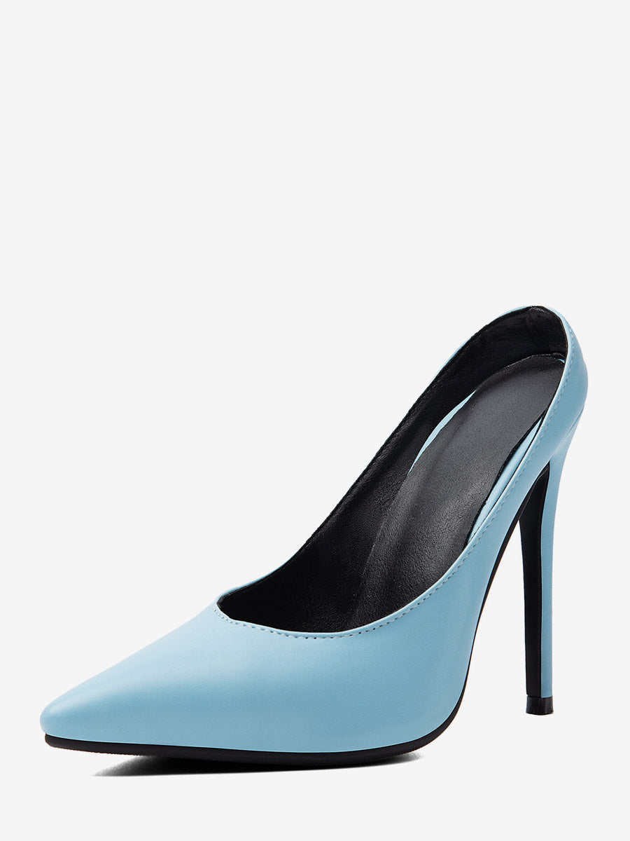 sky blue pointed toe stiletto court shoes — view 4