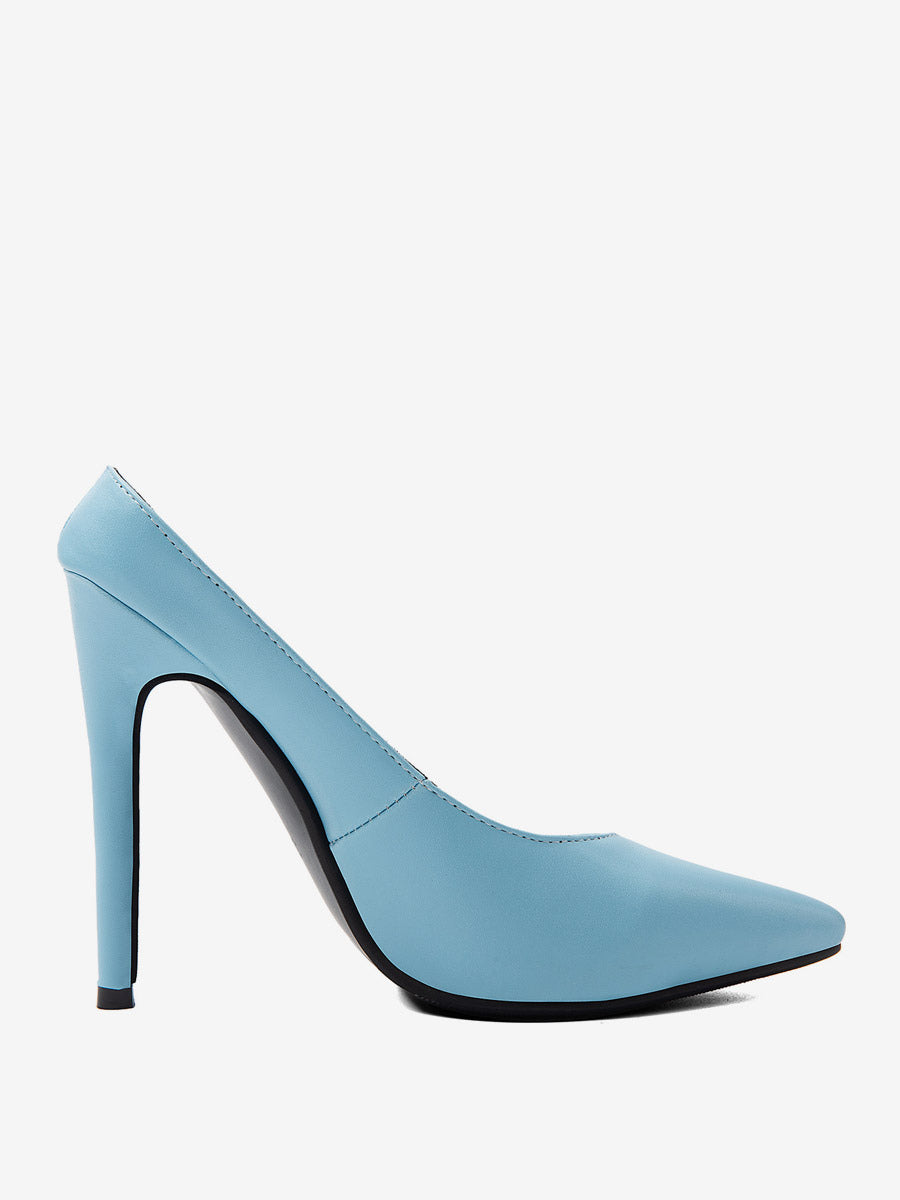 sky blue pointed toe stiletto court shoes — view 5