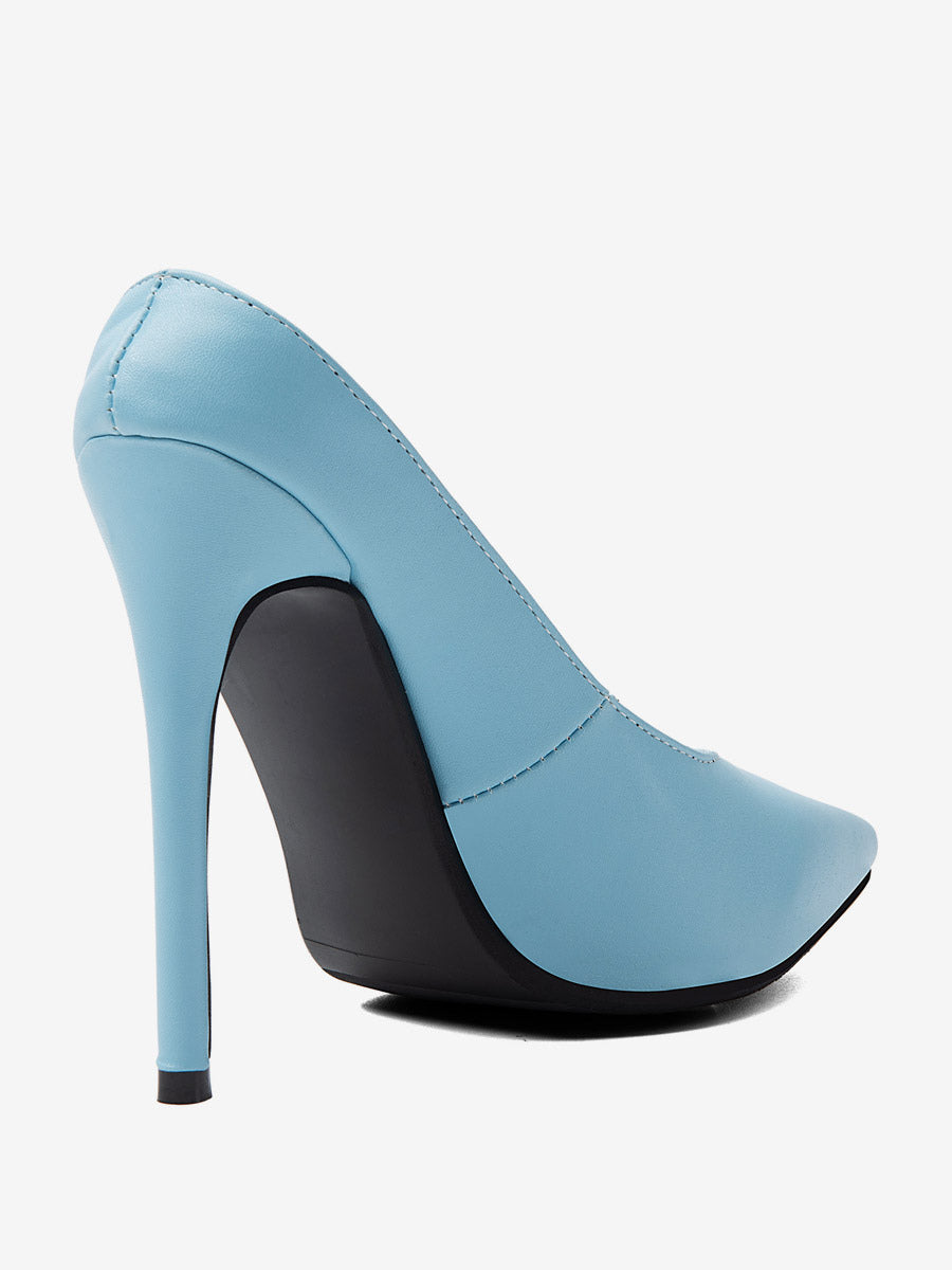 Sky Blue Pointed-Toe Stiletto Court Shoes — view 7