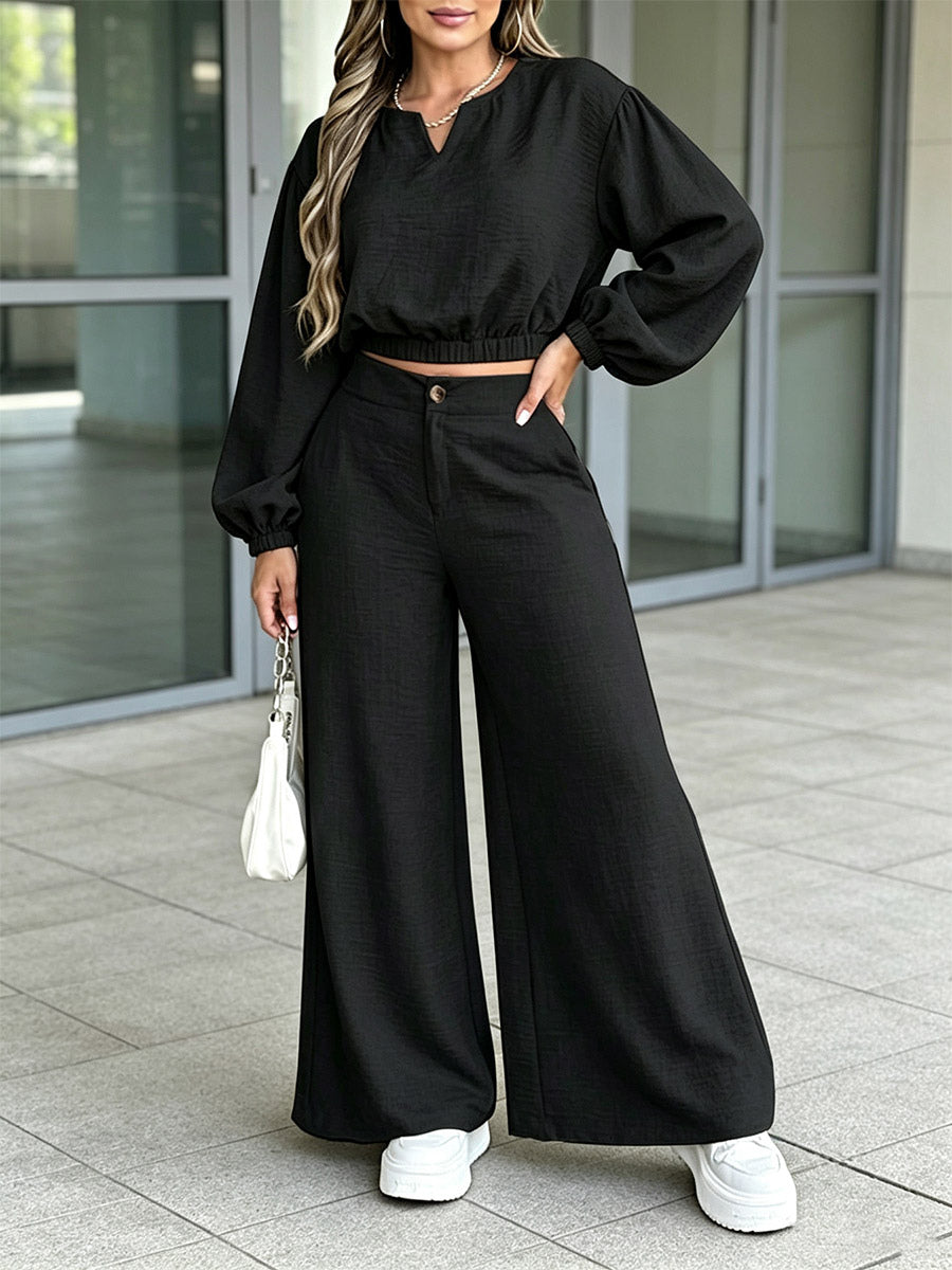 blue wide leg two piece set — view 6