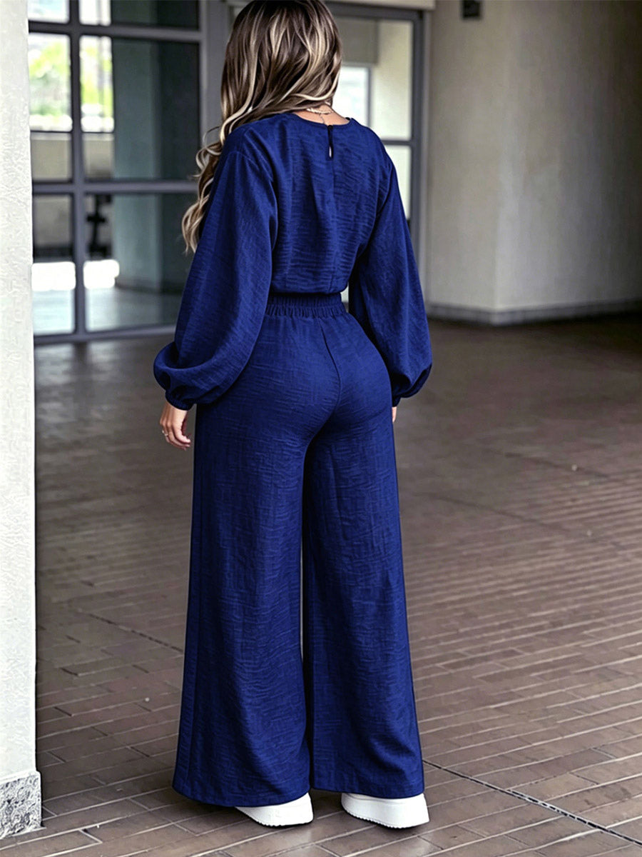 blue wide leg two piece set — view 3