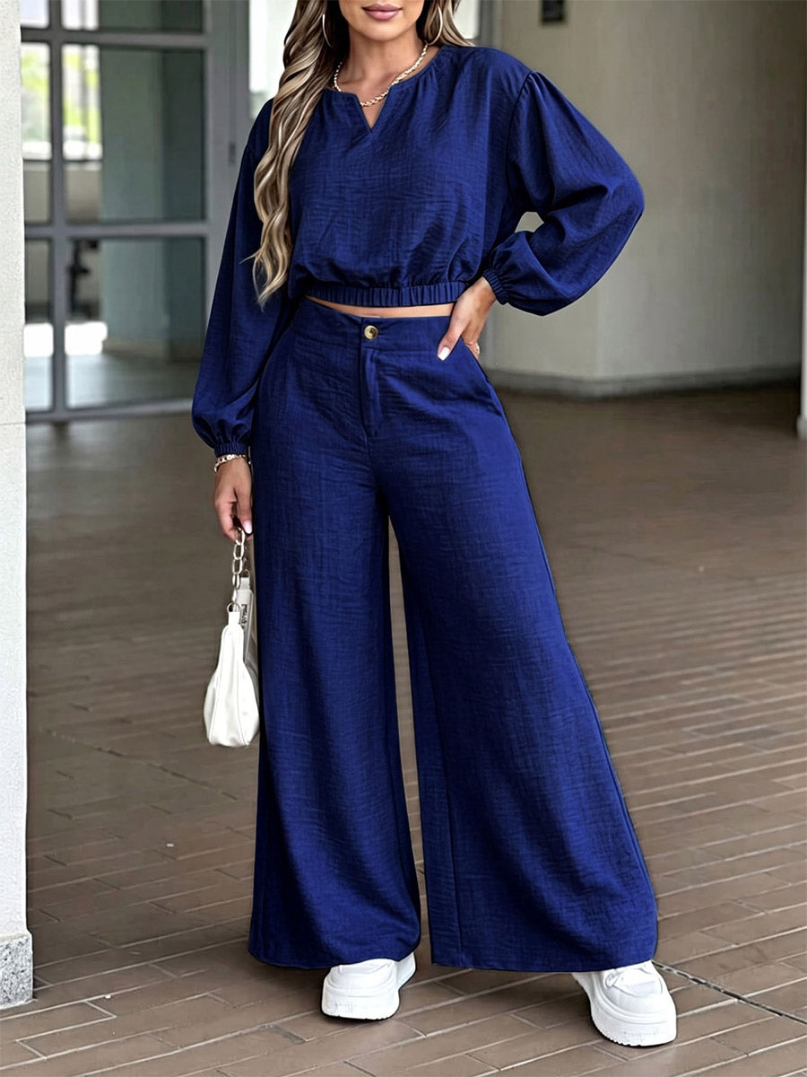 Blue Wide-Leg Two-Piece Set — view 1