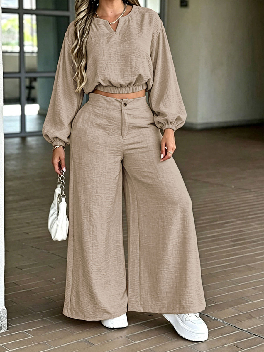 blue wide leg two piece set — view 5