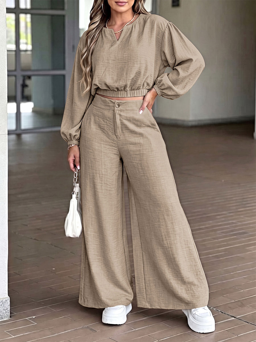 blue wide leg two piece set — view 4