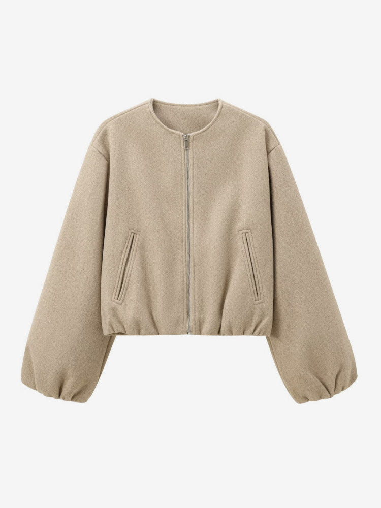 Hunter Green Round-Neck Short Jacket — view 6