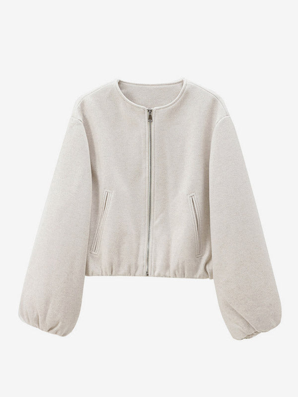 Hunter Green Round-Neck Short Jacket — view 2