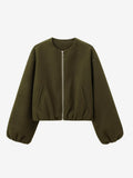 Hunter Green Round-Neck Short Jacket — view 3