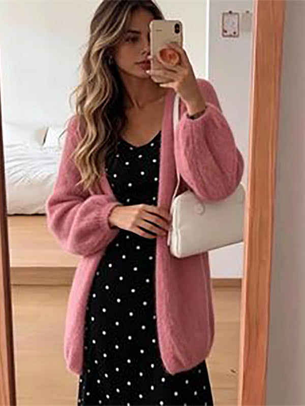 Charcoal Relaxed Knitted Cardigan — view 4