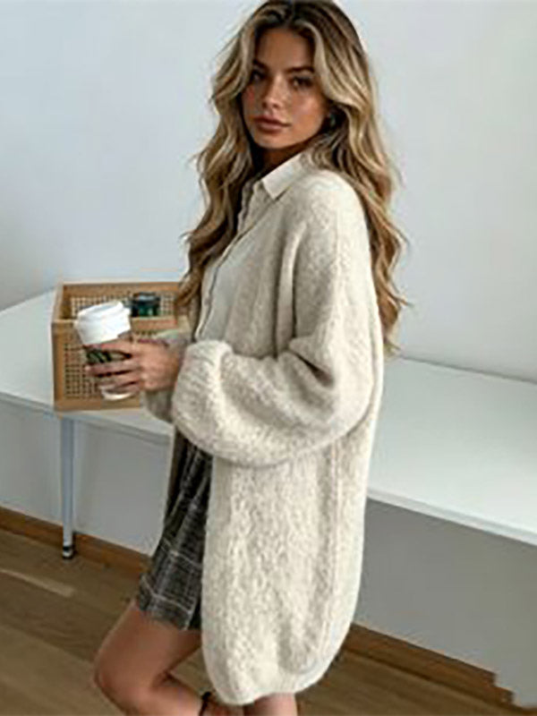 Charcoal Relaxed Knitted Cardigan — view 8