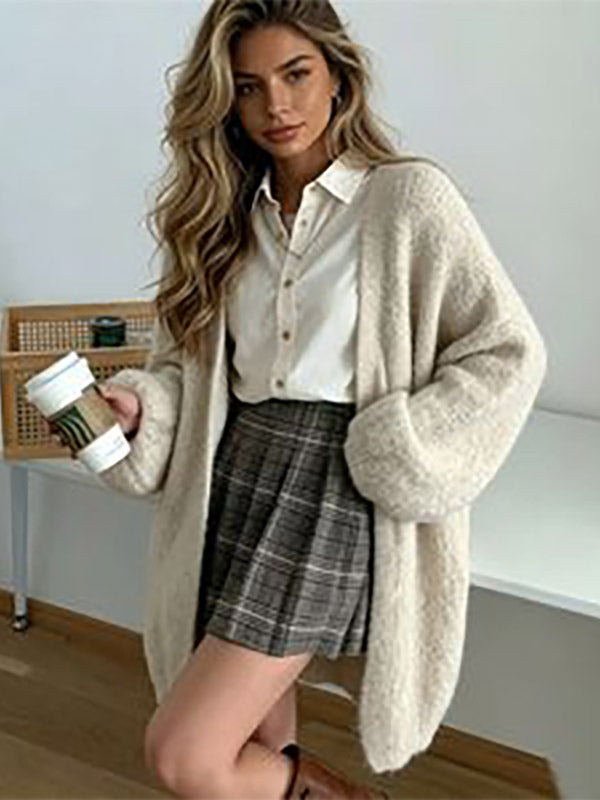Charcoal Relaxed Knitted Cardigan — view 7