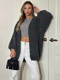 Charcoal Relaxed Knitted Cardigan — view 5