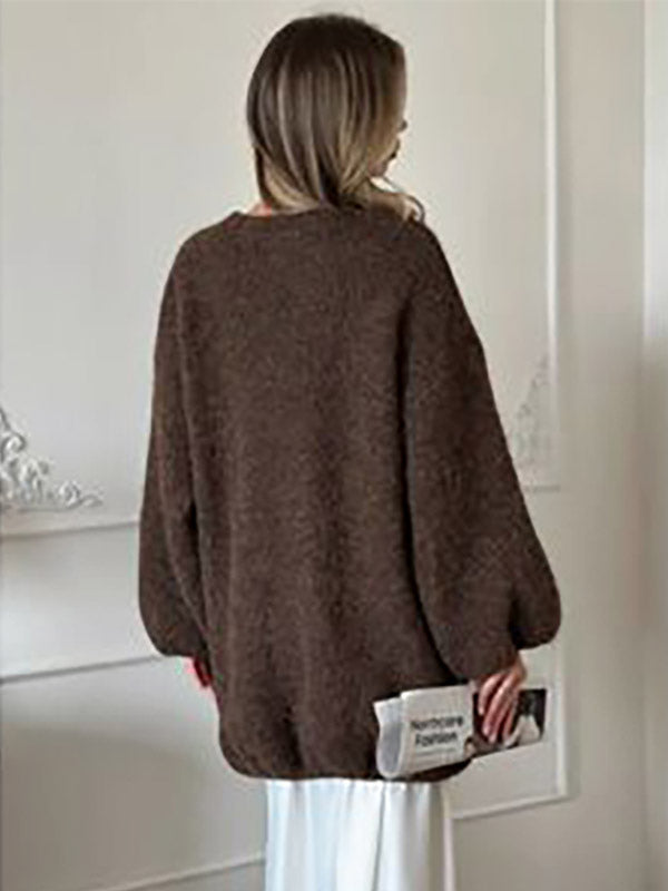 Charcoal Relaxed Knitted Cardigan — view 3