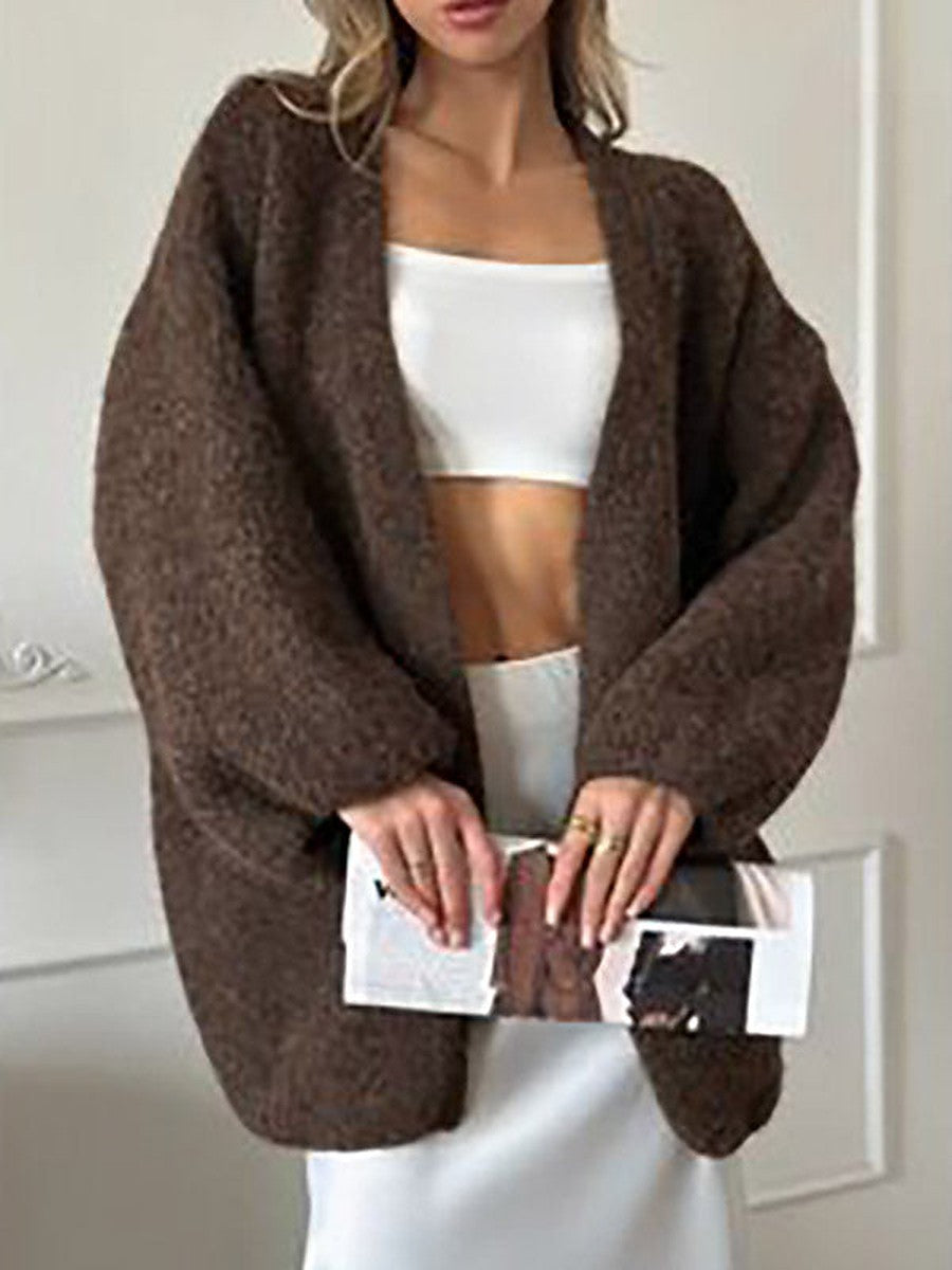 Charcoal Relaxed Knitted Cardigan — view 1