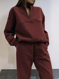 burgundy collared two piece set — view 5