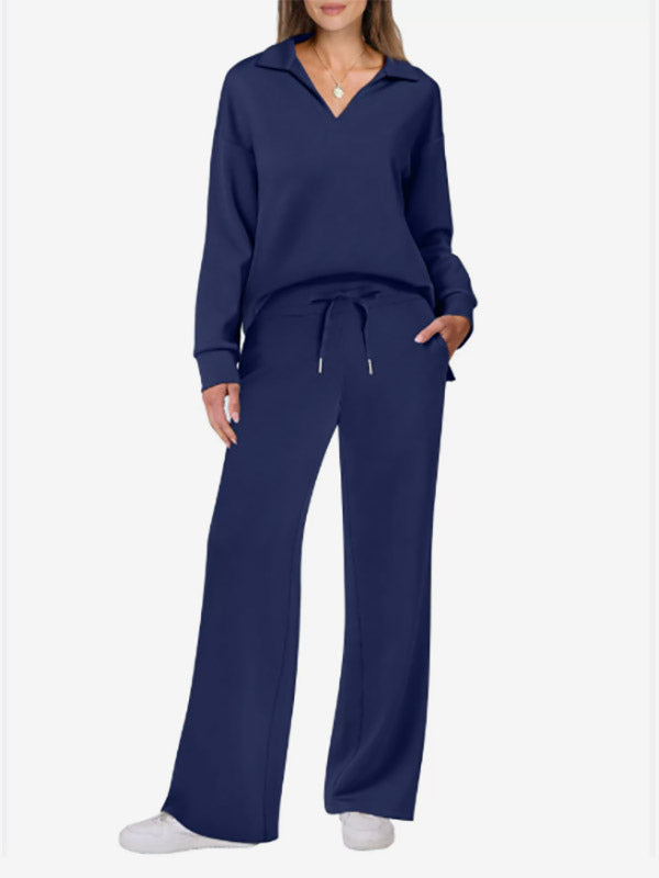 Apricot Long-Sleeve Wide-Leg Two-Piece Set — view 5