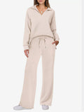 Apricot Long-Sleeve Wide-Leg Two-Piece Set — view 2