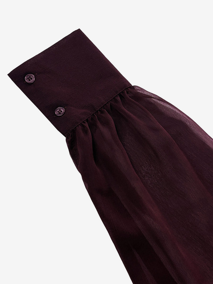 Fuchsia Long-Sleeve Chiffon Blouse — view 4