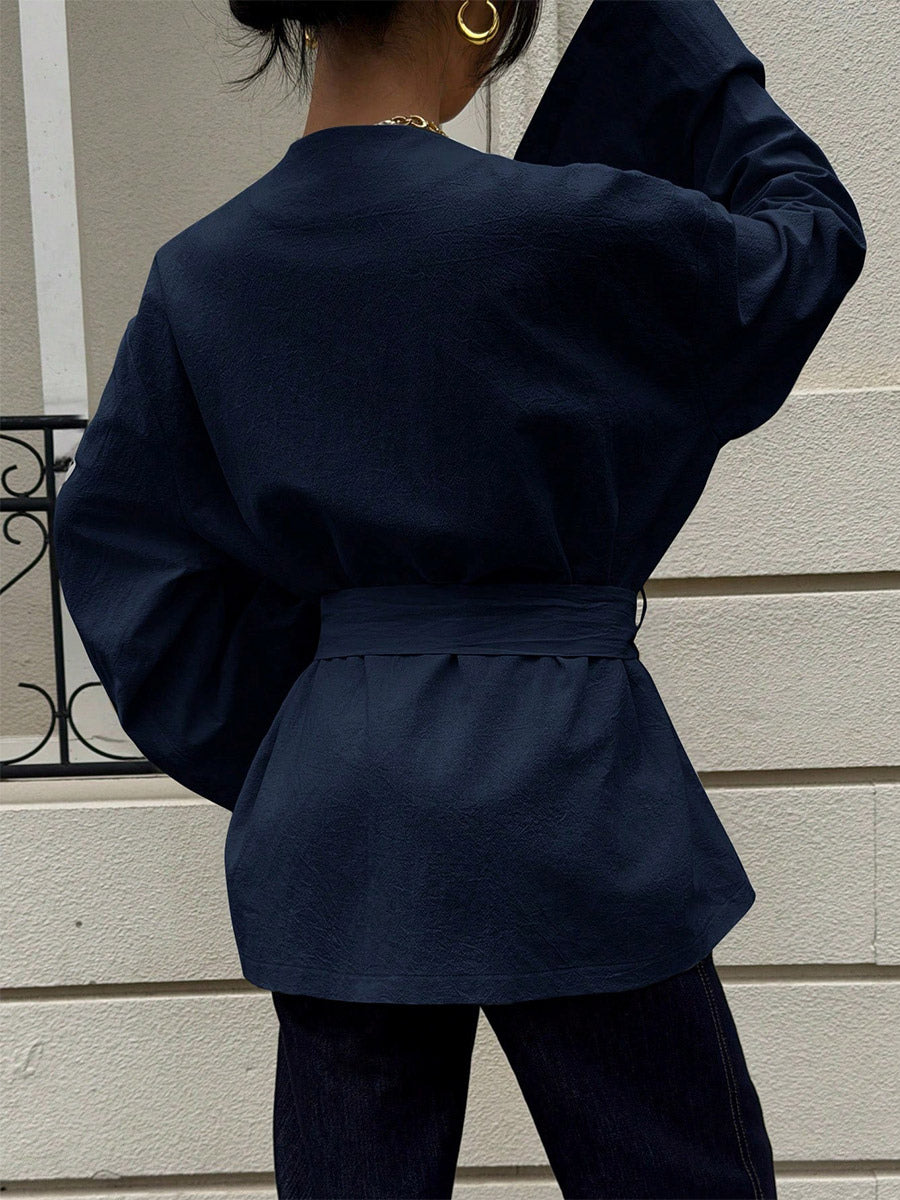 Navy V-Neck Cardigan — view 4
