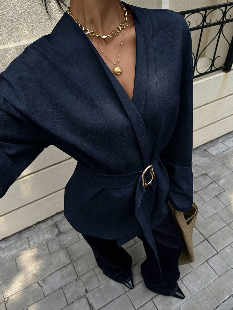 Navy V-Neck Cardigan — view 3