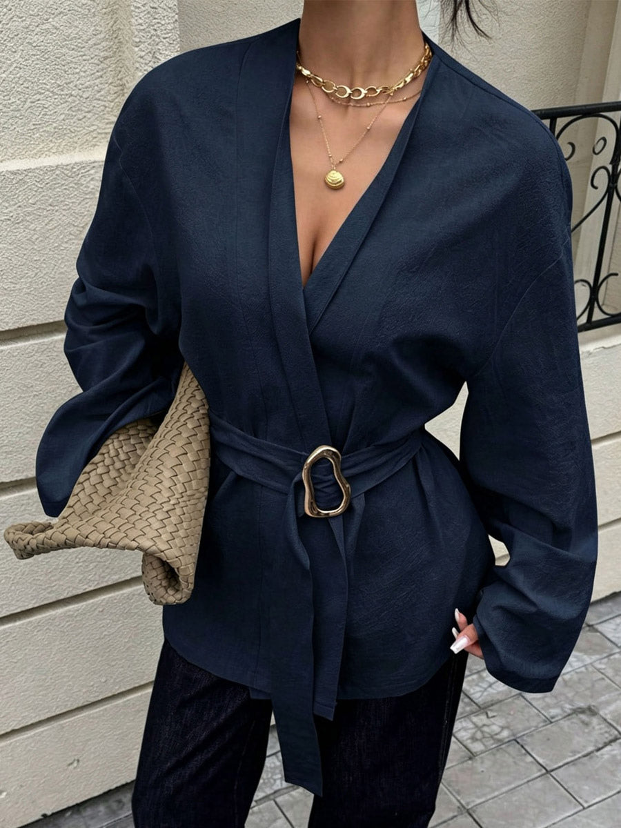 Navy V-Neck Cardigan — view 1