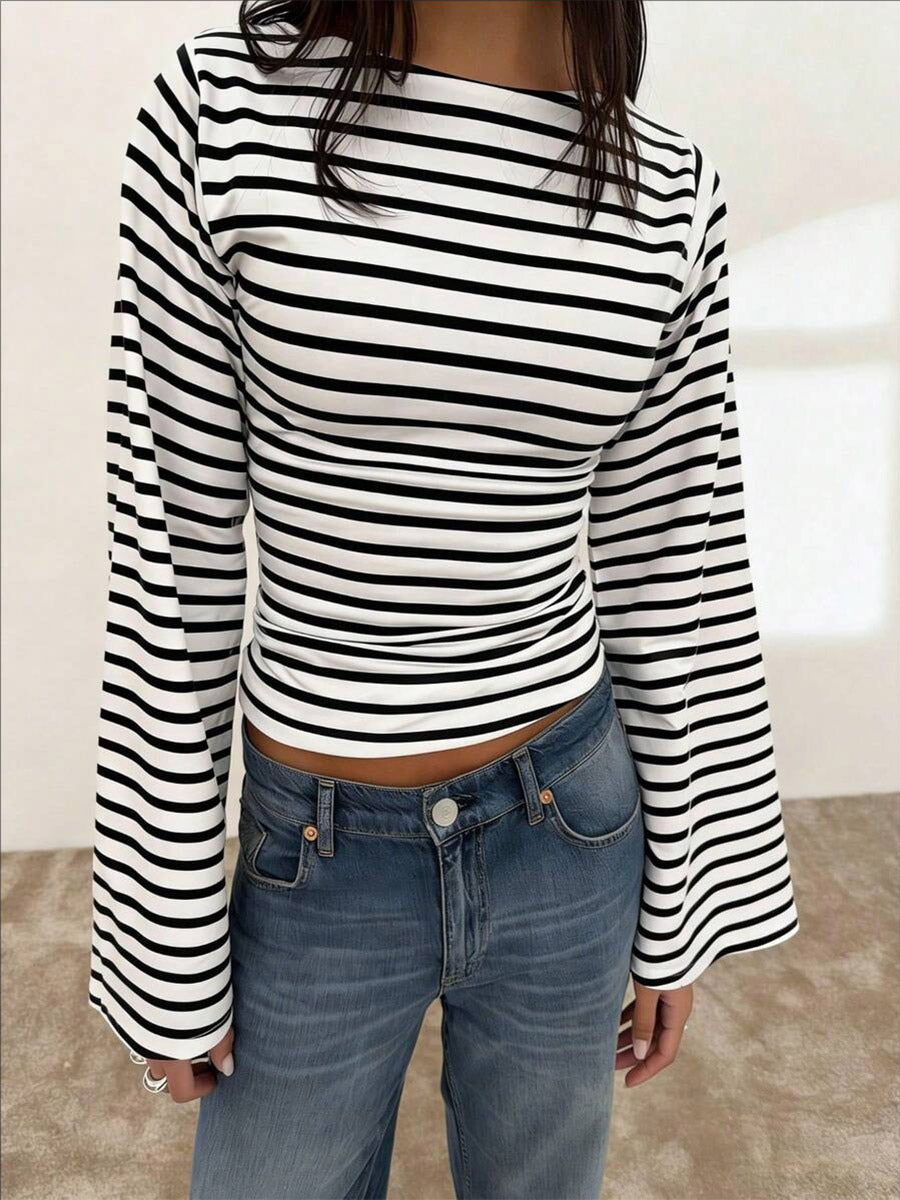 Red Long-Sleeve Striped Blouse — view 8