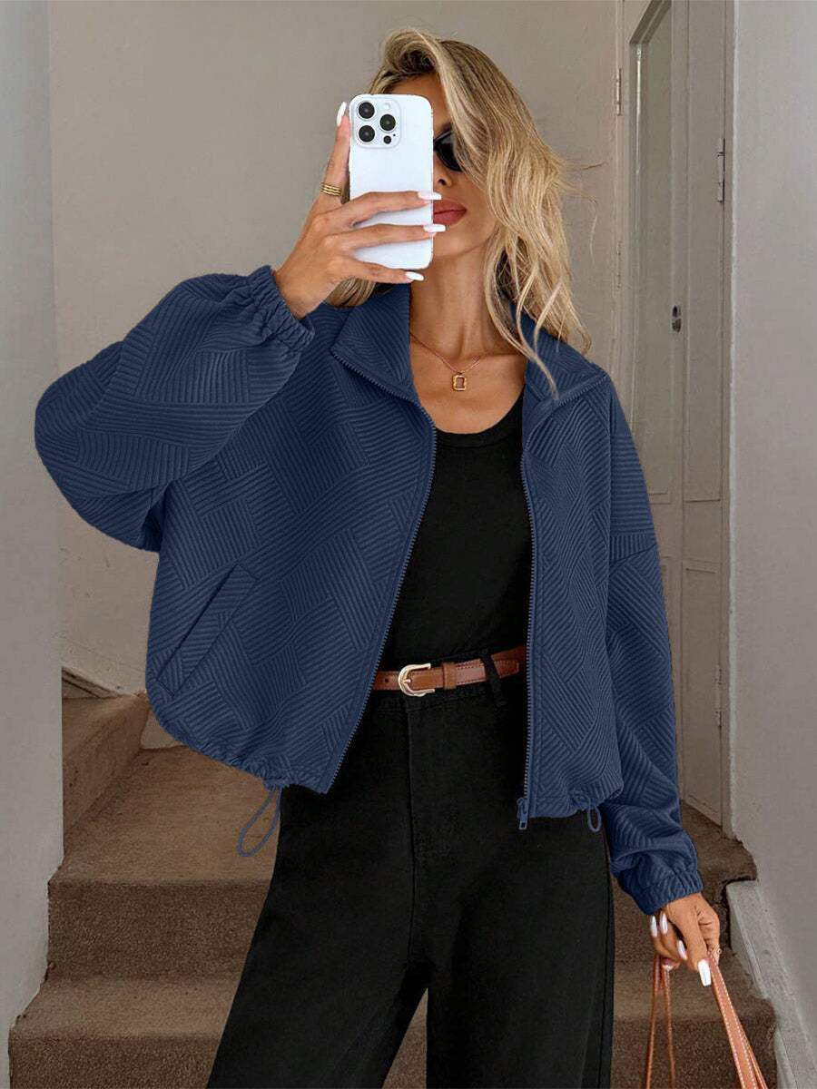 Navy Collared Short Jacket — view 6
