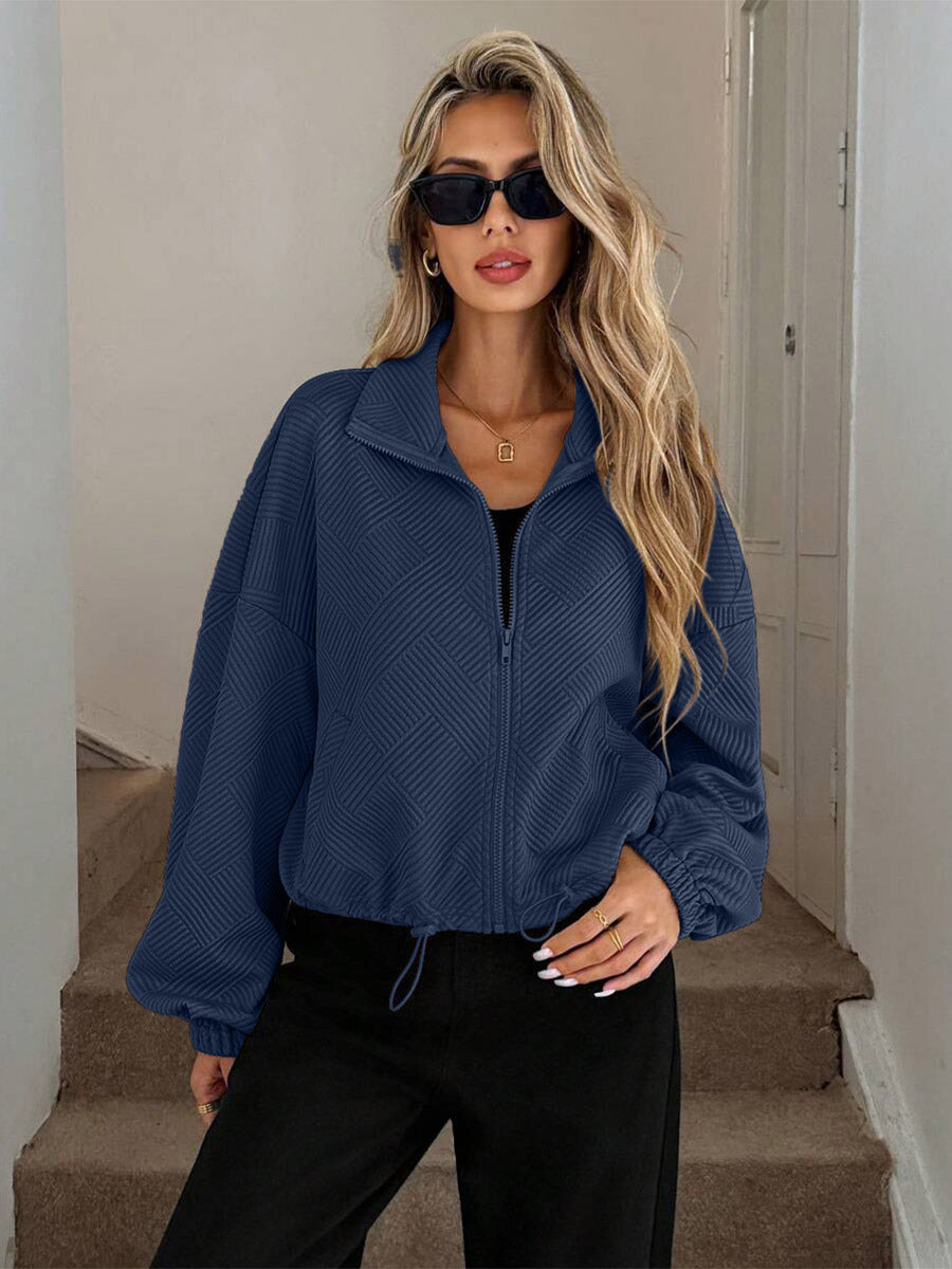 Navy Collared Short Jacket — view 5