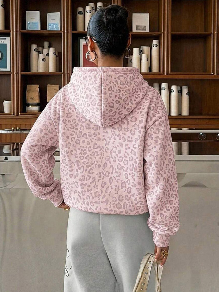 Grey Leopard Print Hoodie — view 2