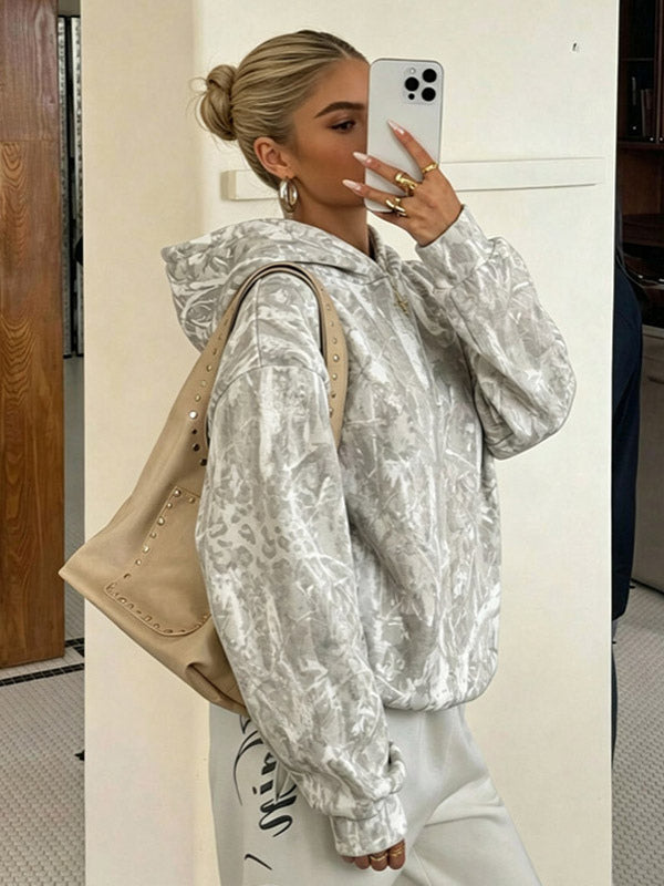 Grey Leopard Print Hoodie — view 6
