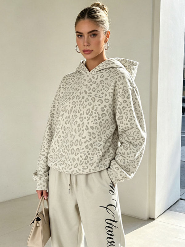 Grey Leopard Print Hoodie — view 4