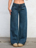 navy wide leg denim jeans — view 1