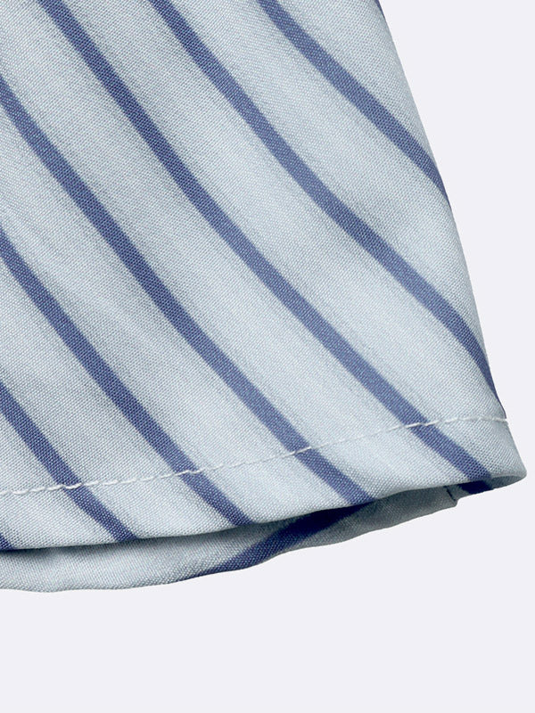 Blue Collared Striped Blouse — view 5