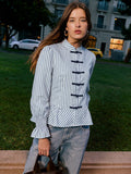 Blue Collared Striped Blouse — view 1