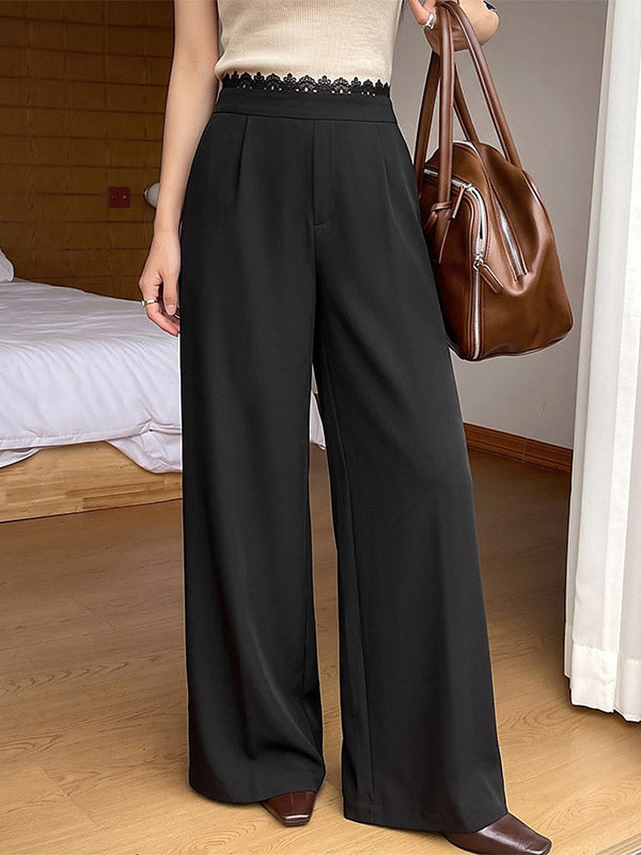 Black High-Waisted Wide-Leg Relaxed Trousers — view 1