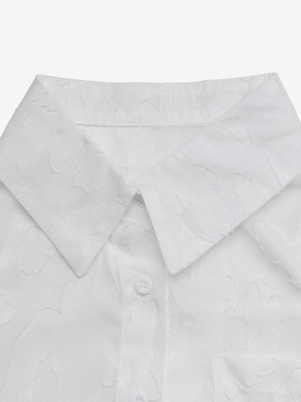 White Sheer Jacquard Blouse — view 3