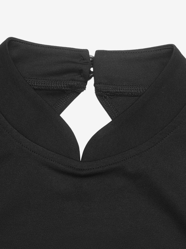 Black Long-Sleeve Collared Side Split Dress — view 6