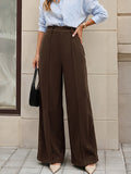 Brown Wide-Leg Stretch Panel Trousers — view 1
