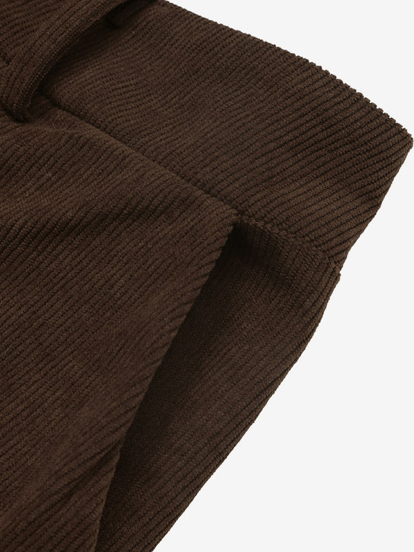 Brown Wide-Leg Stretch Panel Trousers — view 3