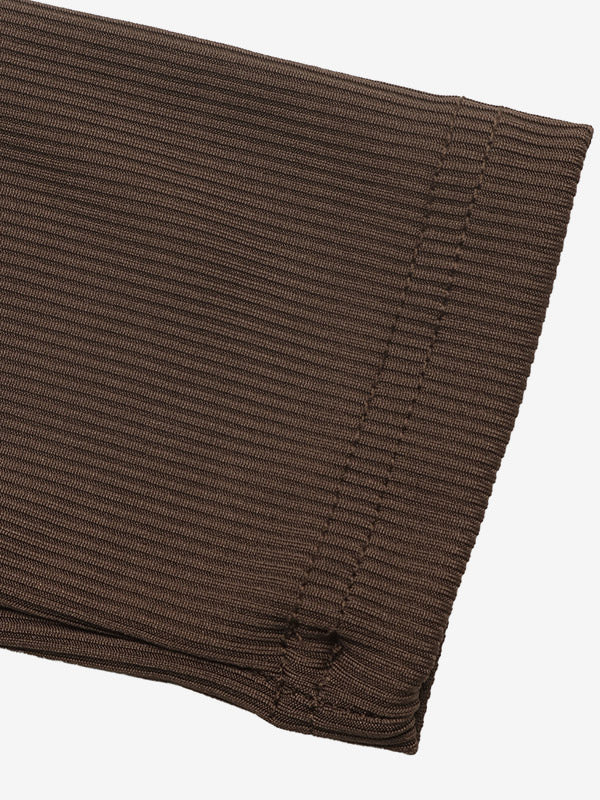Brown Long-Sleeve V-Neck Pleated Jumper — view 5