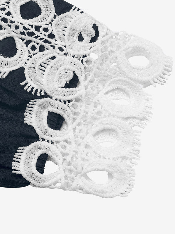 Navy Long-Sleeve Lace Blouse — view 4
