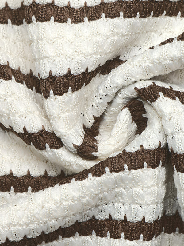 Brown Collared Striped Knitted Jumper — view 3