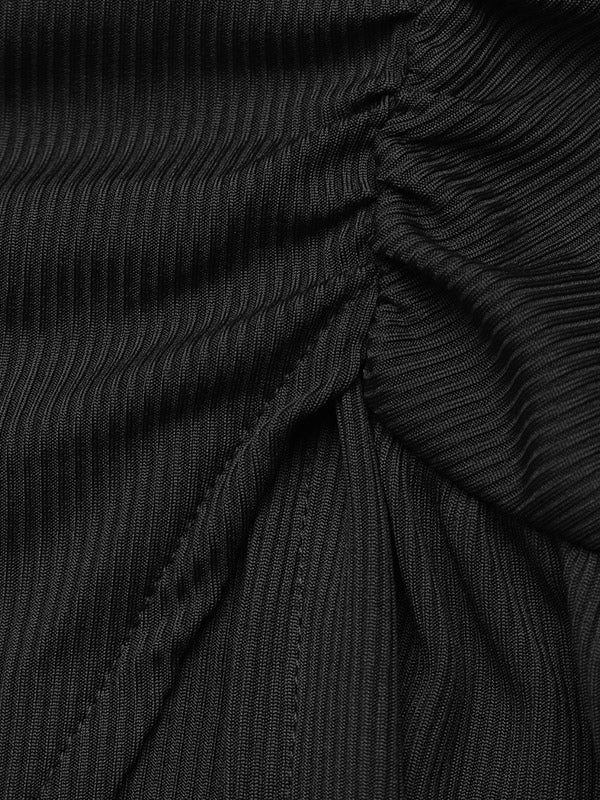 Brown Long-Sleeve High-Neck Side Split Dress — view 7