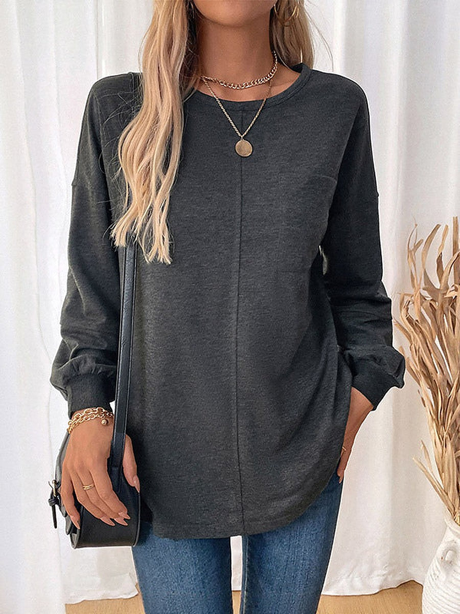 Charcoal Long-Sleeve Relaxed Blouse — view 1